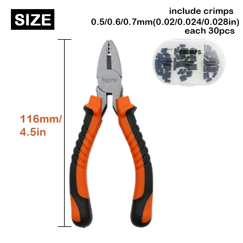 Carp Fishing Tool NEW Crimping Crimp Tool Pliers with Crimps 0.5mm 0.6mm,0.7mm for Fluorocarbon Line Chod Rig Booms