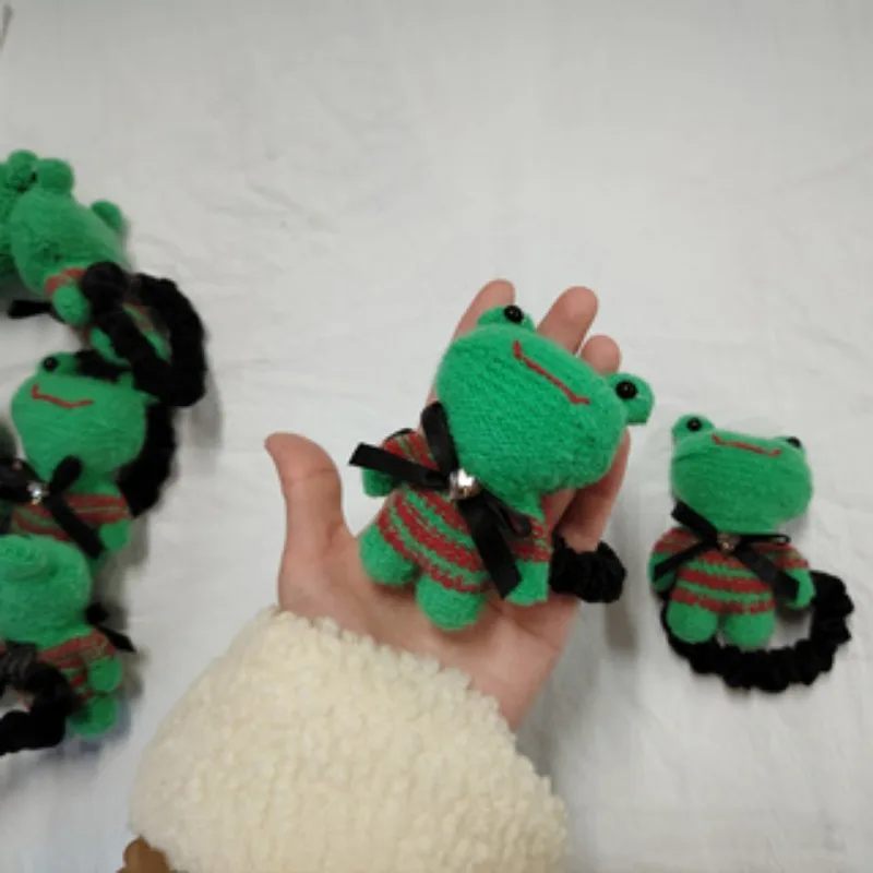 2 قطعة/1 قطعة إكسسوار شعر على شكل ضفدع صغير لطيف مربوط بذيل حصان ، حبل عقال عالي المرونة ، إكسسوار شعر كرات اللحم جديد