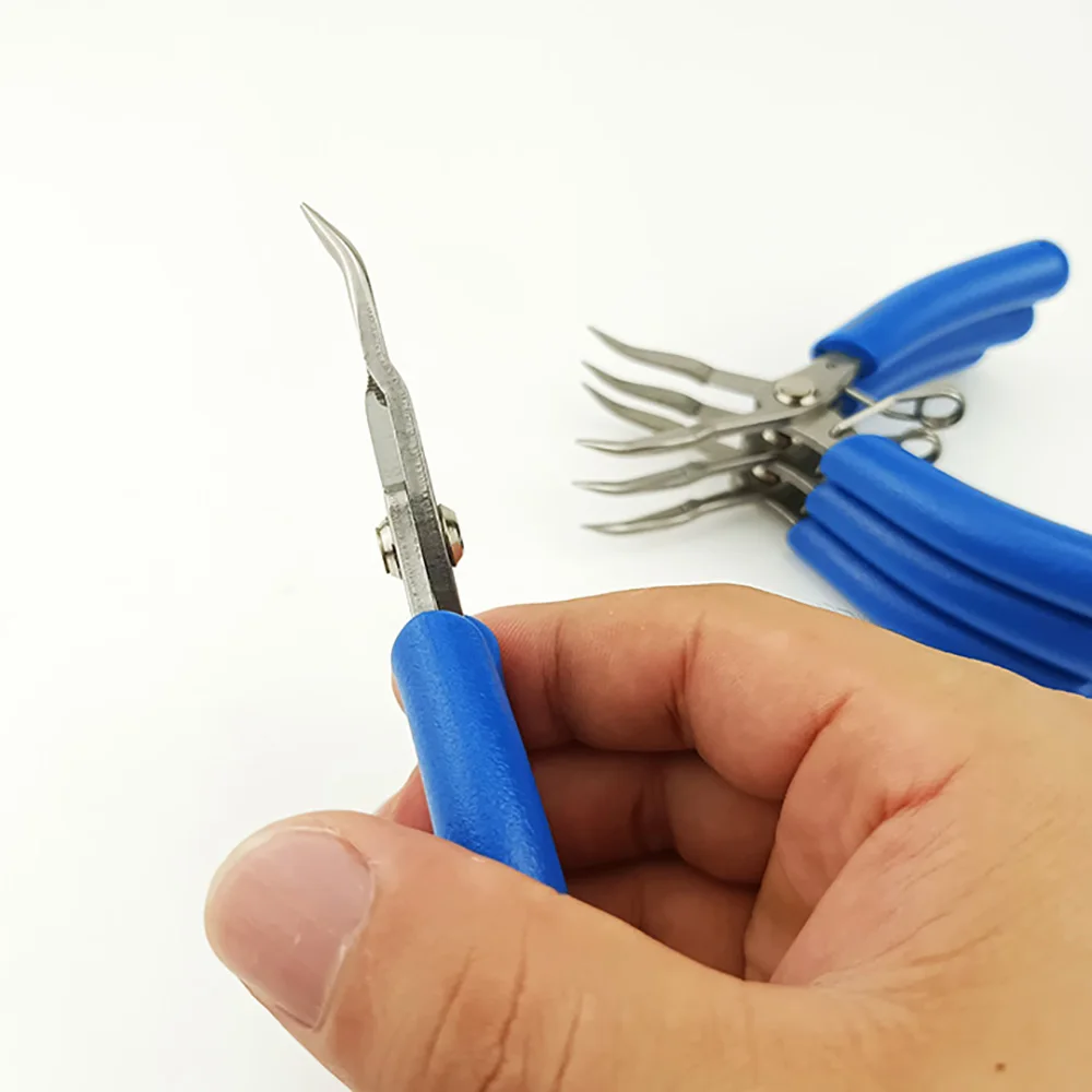 Gebogene Spitzzange Mini Gezahnte Zange für Schmuckherstellung Elektronik-Reparatur Handwerkzeuge – Detail 15