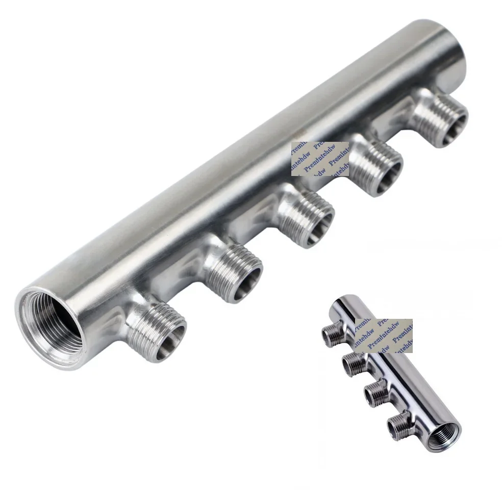 

304 Stainless Steel G1" G3/4" G0.5" 2 - 12 Ports Water Manifold Distributor Sanitary Fitting Underfloor Heating System