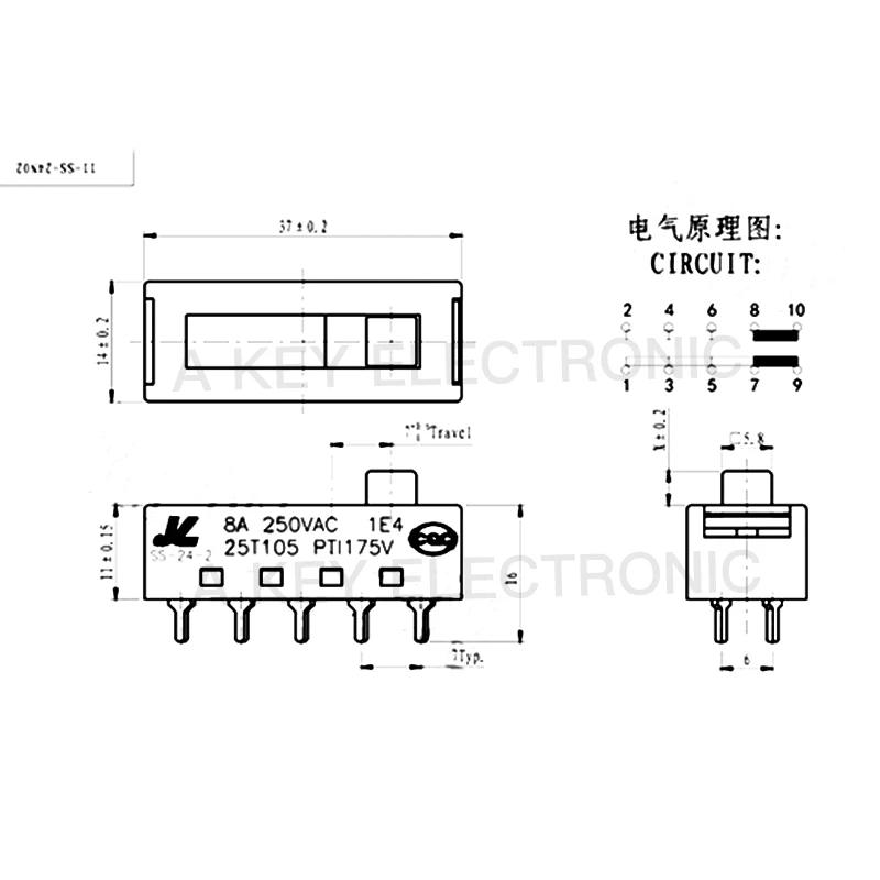 5 قطعة 24N02 موصل مجفف شعر 4 سرعات 10 دبوس SS-24-2 أنابيب الهواء الساخن والبارد تبديل التبديل اكسسوارات صالون الشعر
