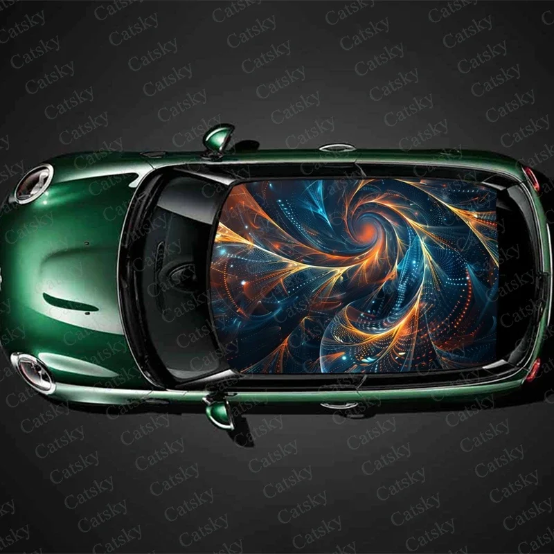 

Fantasy 3D Spiral Art Car Roof Sticker Wrap Racing SUV Accessories Packaging Painted PVC Custom Car Graphic Decal