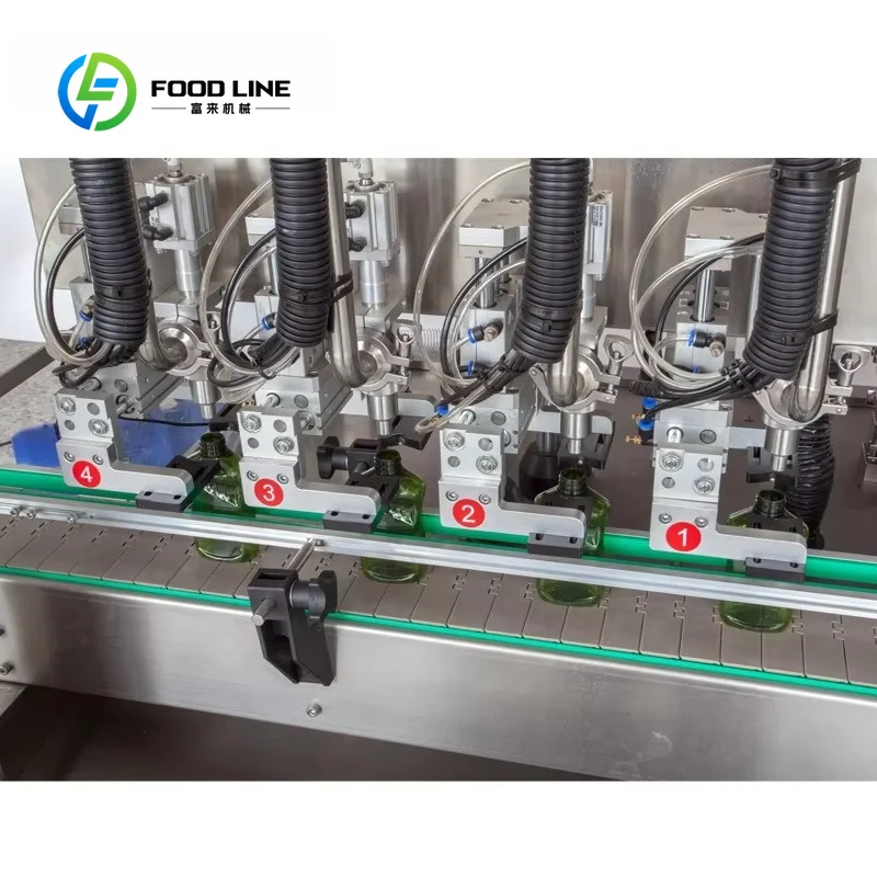 Custom multi‑nozzle automatic inline filling machine quantitative bottling setup for food cosmetic mass production site