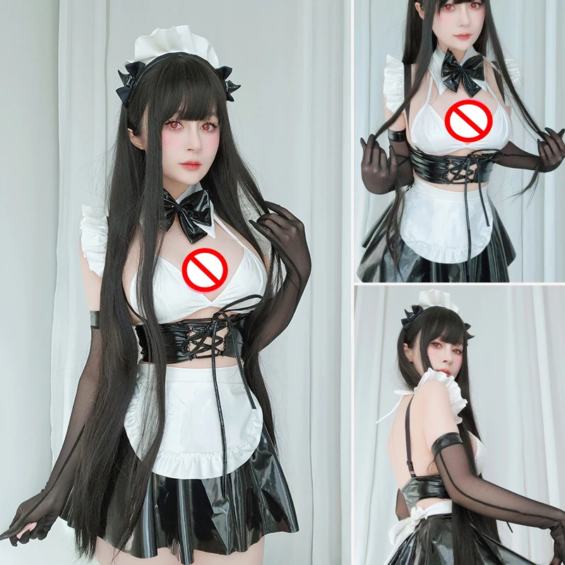 

Sexy Anime Maid Cosplay Costumes Leather Maid Dress Suit Cute Black White Maid Uniform Halloween Carnival Party Clothes Cosplay