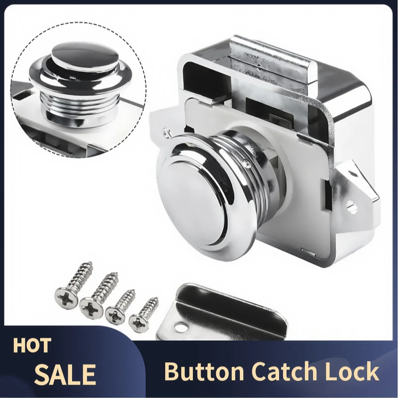 1PC 26mm Button CatchLock Campers Motorhome Button Locks RV Yacht Caravan Boat Drawer Latch Security Lock Furniture Hardware