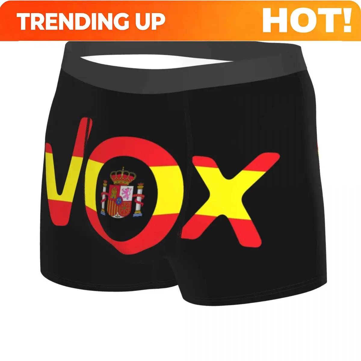 Custom Spanish National Emblem Vox Underwear Men Stretch Spain Flag Boxer Briefs Shorts Panties Soft Sexy Underpants