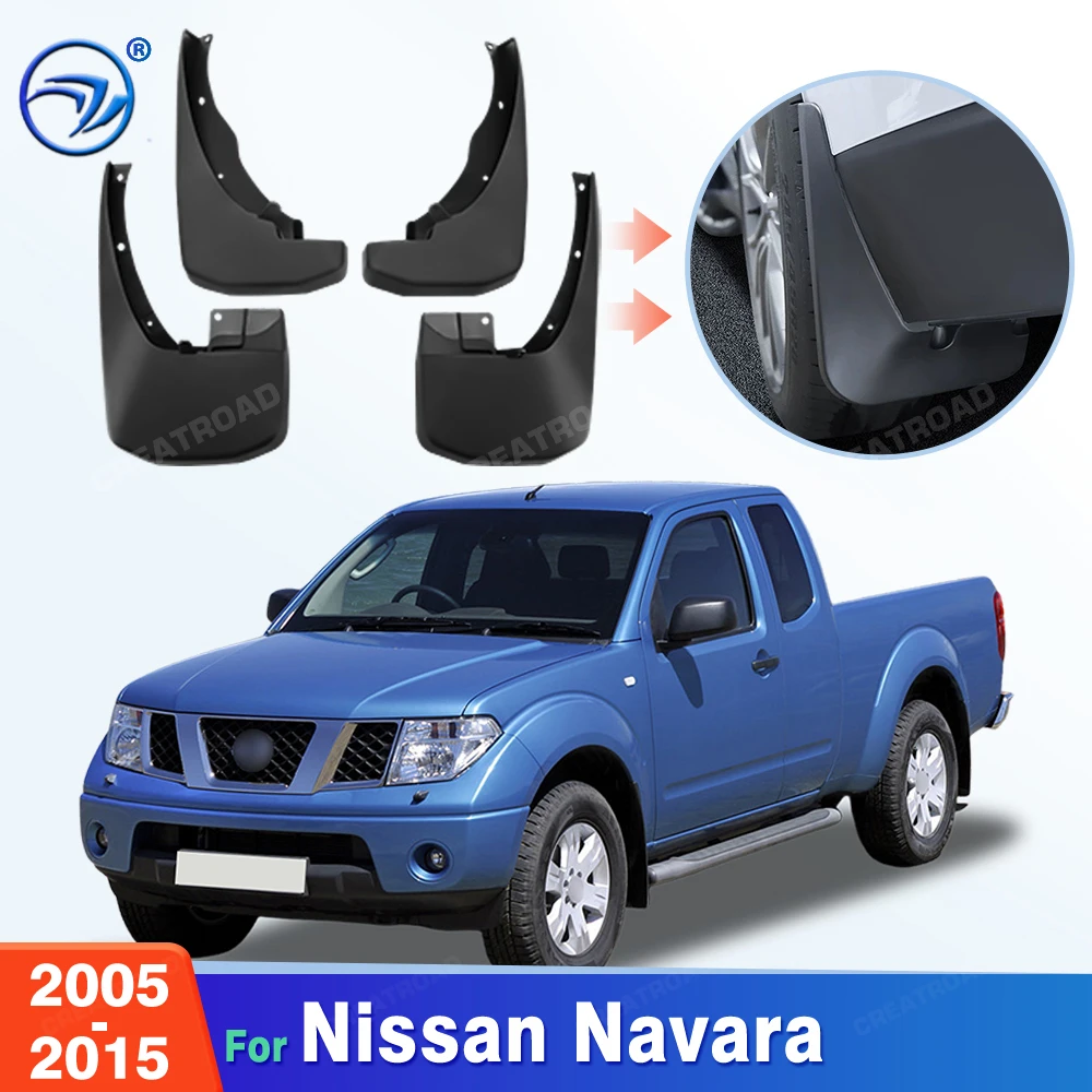 Custom Fit 4PCS Mud Flaps for Nissan Navara Frontier Brute 2005-2015 No Drilling Splash Guards Mudguards Car Fender Accessories