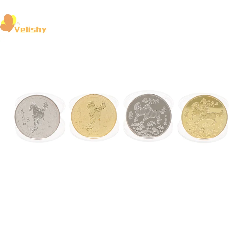 2026 سنة الحصان الصينية محظوظ تذكارية عملة الحديد الحرف 40 مللي متر زودياك الحصان التذكارية ميدالية الحدث هدية #5