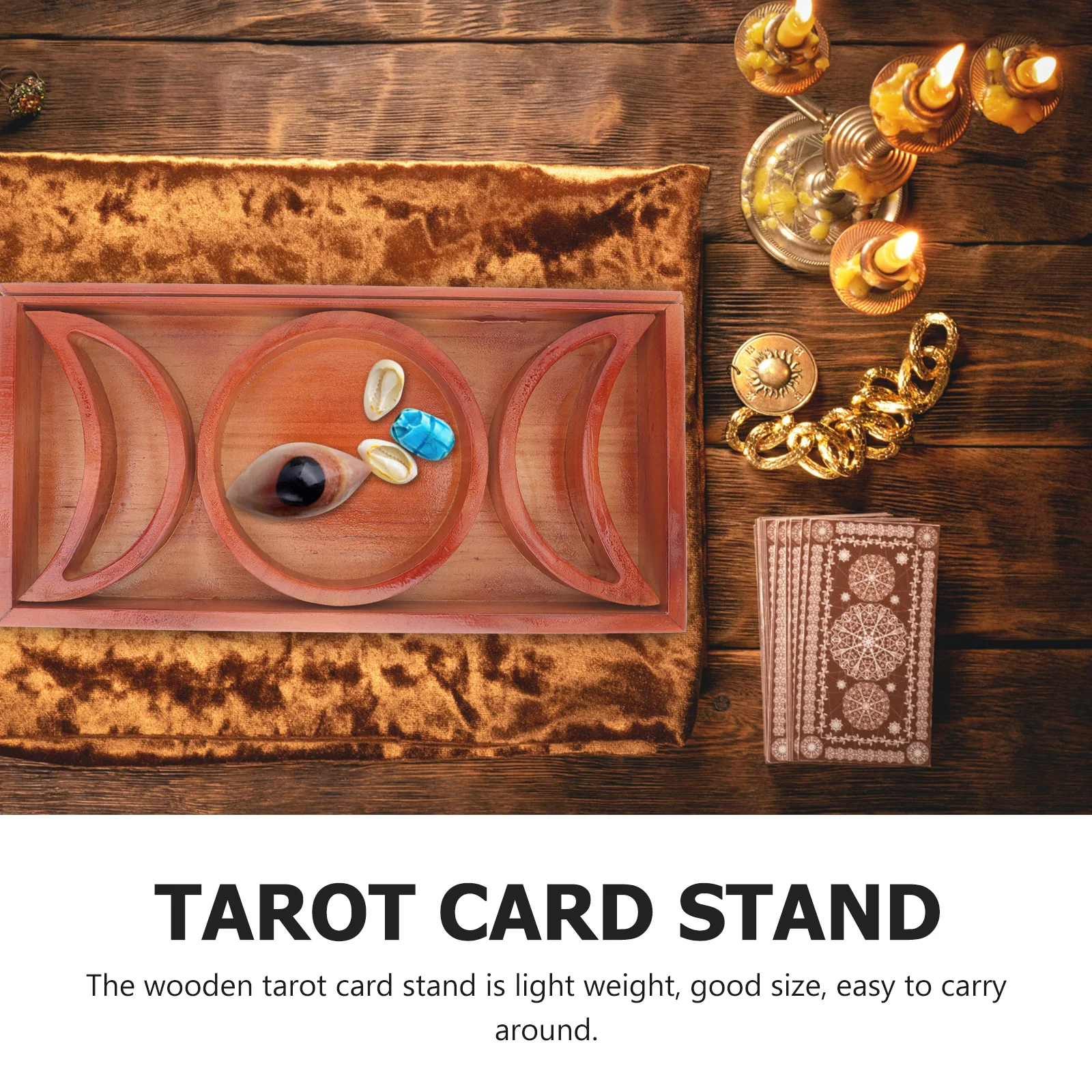 

Wooden Card Holder Brown Wear-Resistant Display Stand for Crystal Decor Small Light Weight Altar Scene Gift