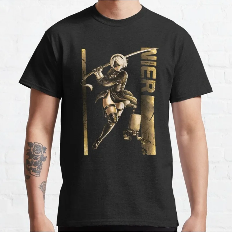 

Nier Automata 2B YoRHa Anime Gift t shirt Kawaii Waifu graphic tee 0614 Cyber Punk Y2K Clothes 100% cotton Large size Tops S-6XL