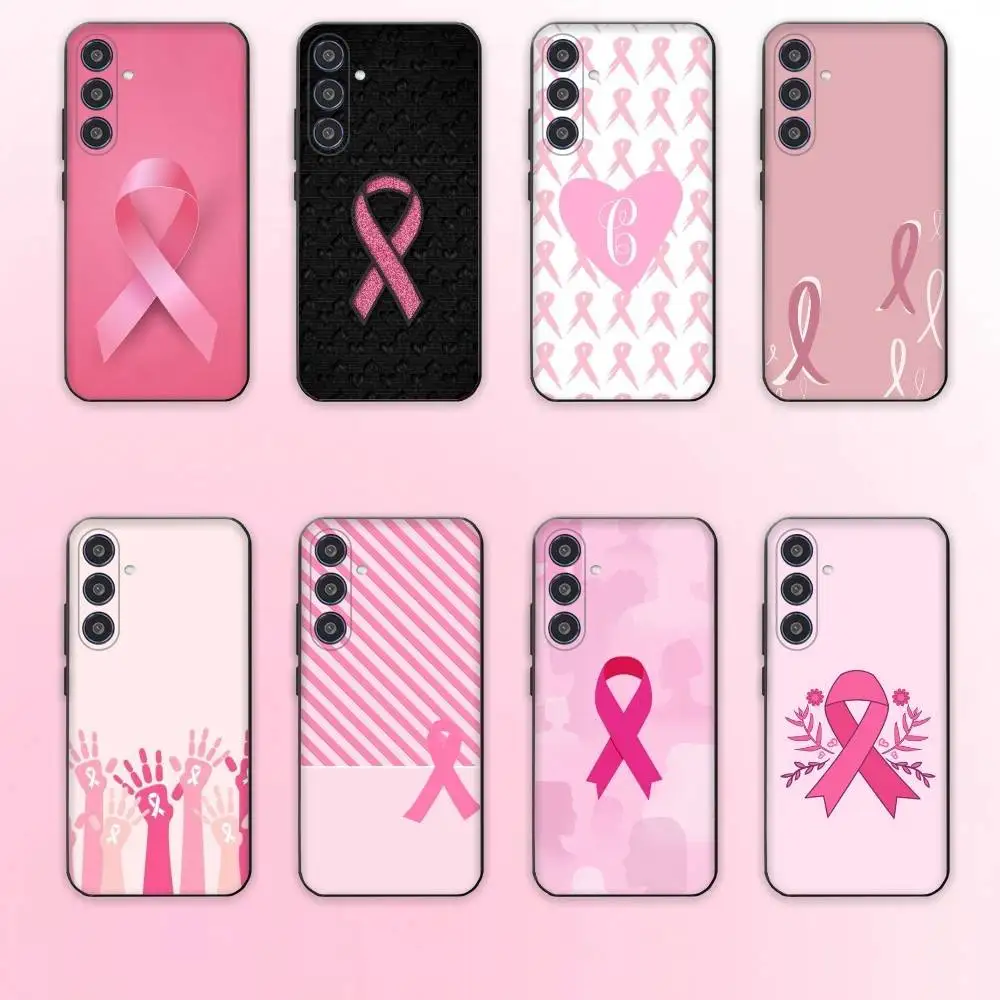 

Girl Breast Cancer Pink Ribbon phone Case For Samsung Galaxy A73,A72,A71,A70,A53,A52,A51,Others Soft Black Shell