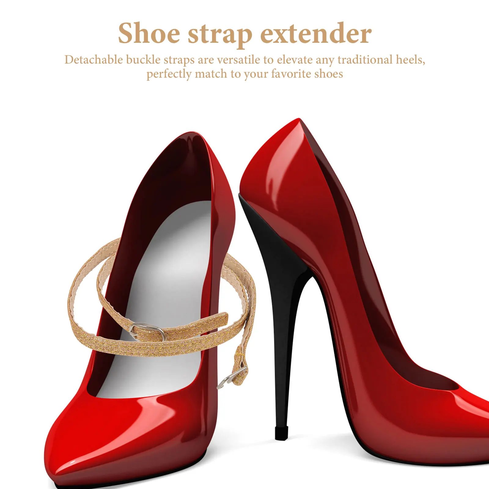 

PU High Heels Straps Replacement Adjustable Ankle Buckle Detachable Shoe Strap for Women Versatile Fashion Fit