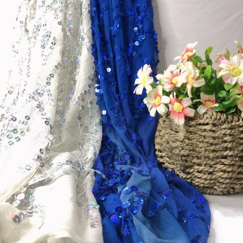 Laser Glitter Mesh Elastic Fabric for DIY Sewing Evening Gown Fabric Performance Costume Clothing Fashion Cloth Material