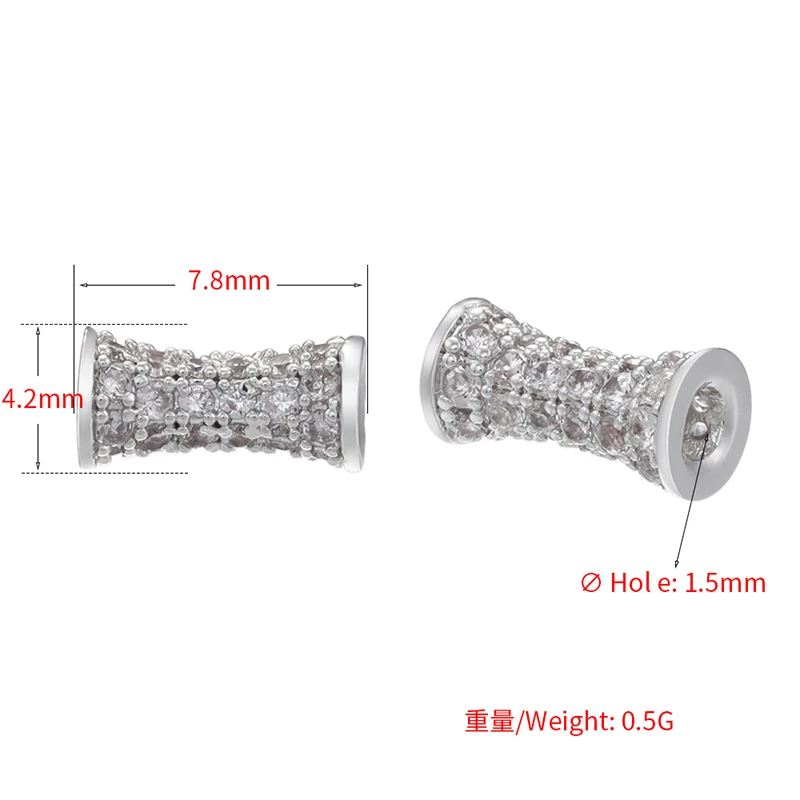 ZHUKOU beads for jewelry making small waist shape jewelry making beads shiny zircon bead for bracelets Jewelry Accessories VZ290