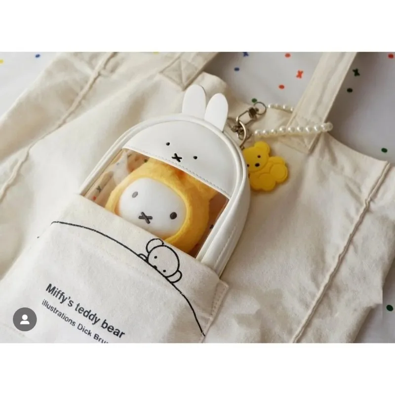 

Kawaii Miffy Mini PVC Tote Bunny Purse for Moms Transparent Storage with Cute Ear Pouches Japanese Ita-bag Decobag Lightweight