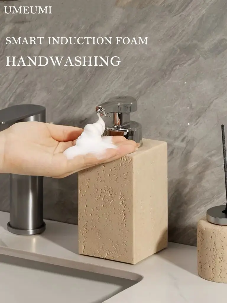 Smart sensor soap Bottle Holder Shower Bottles Refillable Marble Stone Shampoo and Conditioner Dispenser