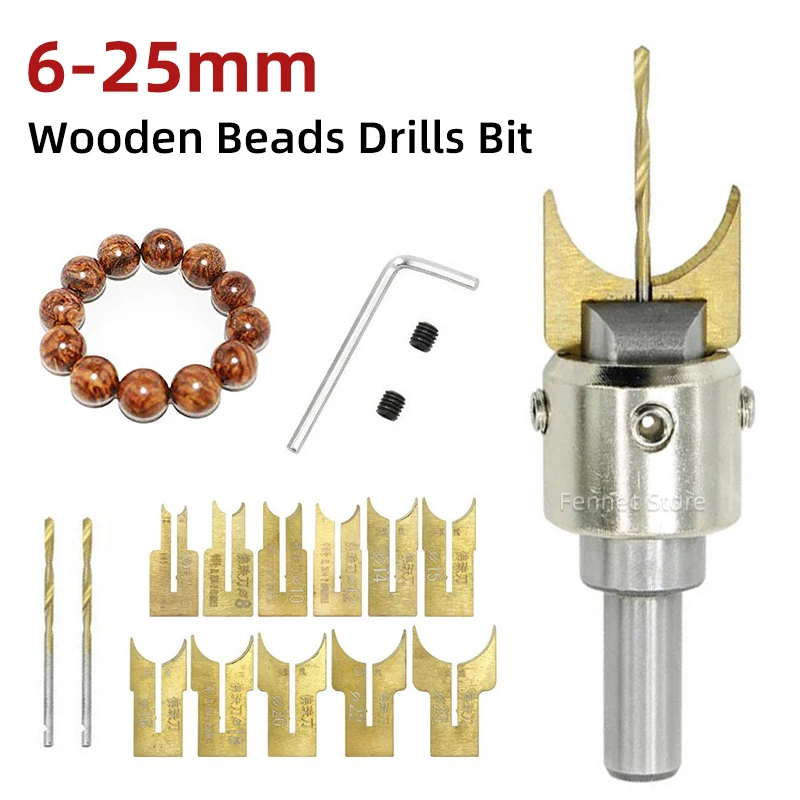 6-25mm Woodworking Round Bead Cutter Bead Drill Bit Buddha Bead Knife High Speed Steel Milling Cutter Woodworking Tool