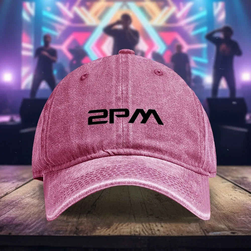 2026 New Model1pcs 2PM Logo Vintage Baseball Cap - Unisex Trucker Hat with Snap Closure, Adjustable for Outdoor, Sports, Camping
