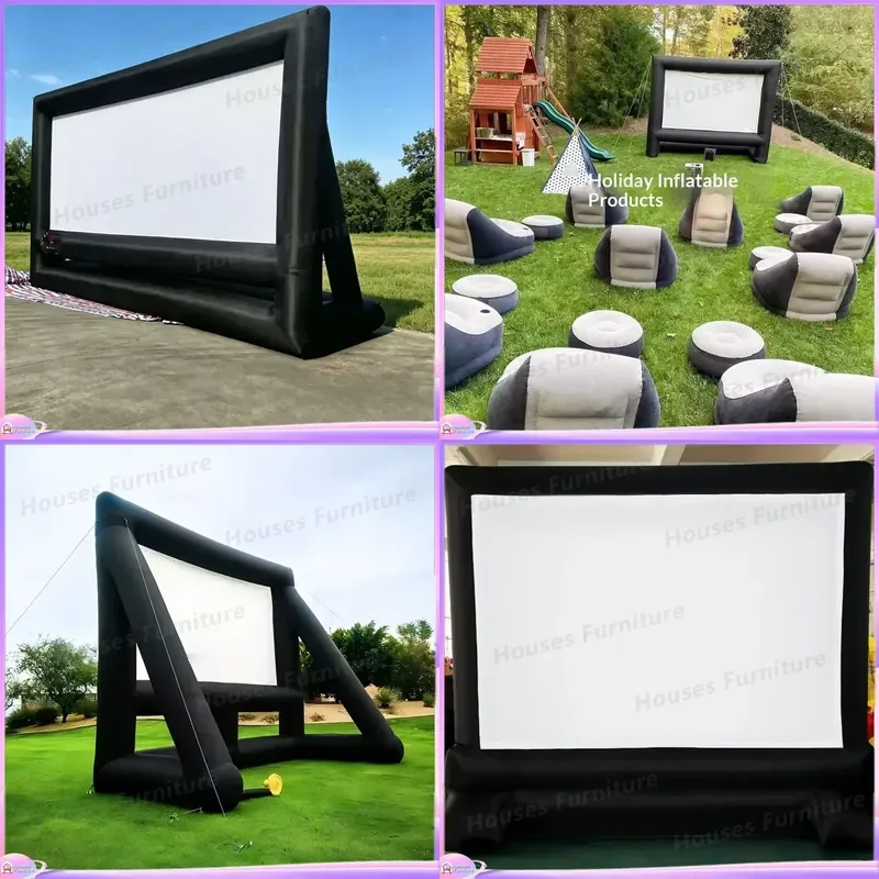 Pantalla de Proyección Inflable Grande, Resistente al Agua y al Viento, para Cine al Aire Libre, Campamentos, Fiestas, Pantalla Portátil