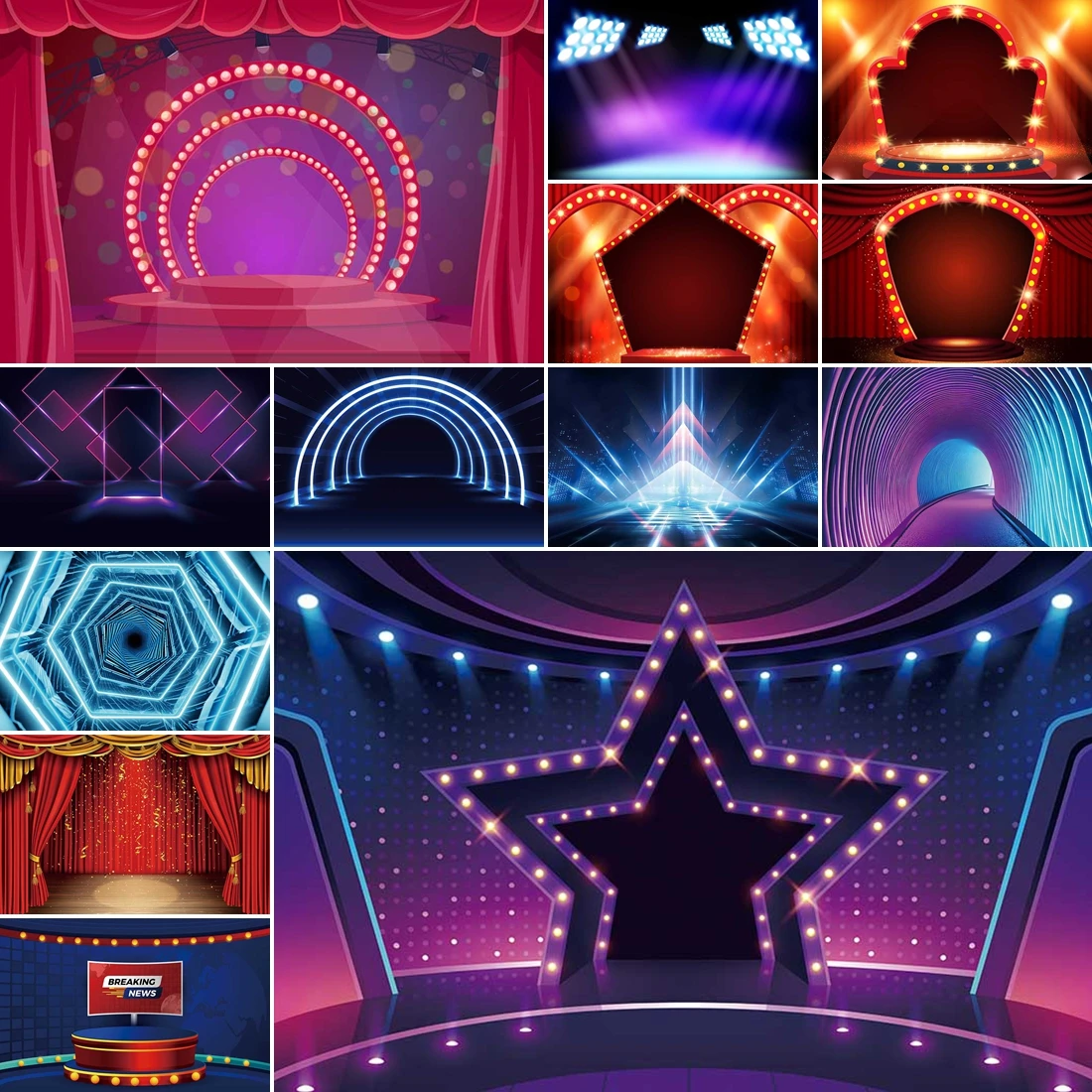 

MOON.QG Star Movie Night Backdrop Stage Show Cinema Hollywood Red Carpet Music Photography Background Adult Birthday Party