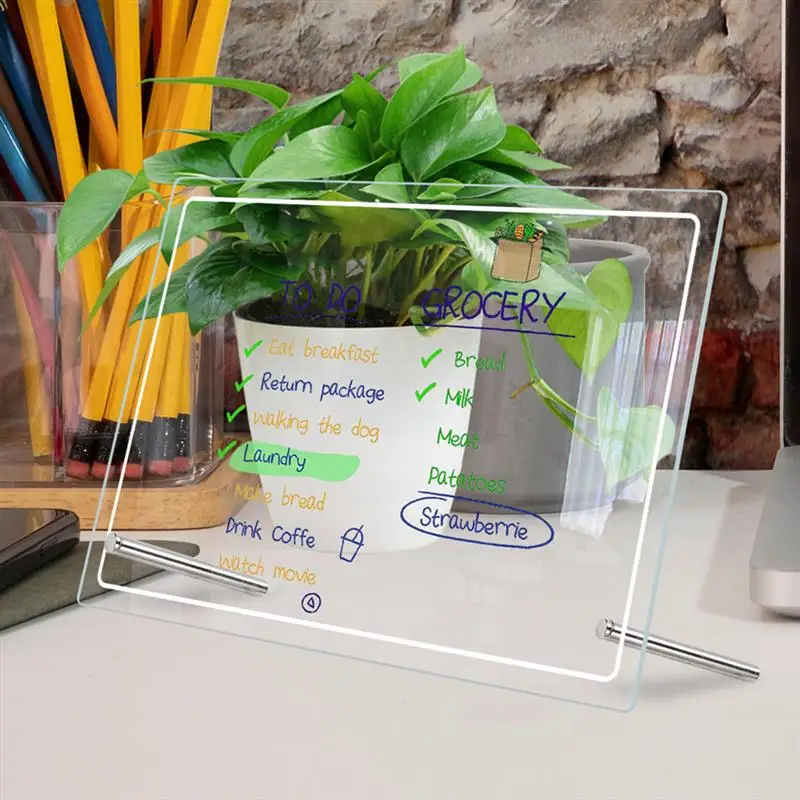 1 Set Office Desk Clear Acrylic Writing Board Tabletop Memo Message Daily Planner Board Practice Whiteboard