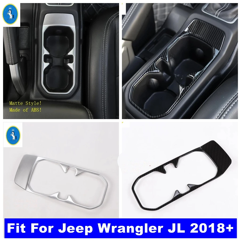 

Matte Car Front Seat Water Cup Holder Decor Panel Cover Trim For Jeep Wrangler JL 2018 - 2022 ABS Interior Refit Kit Accessories