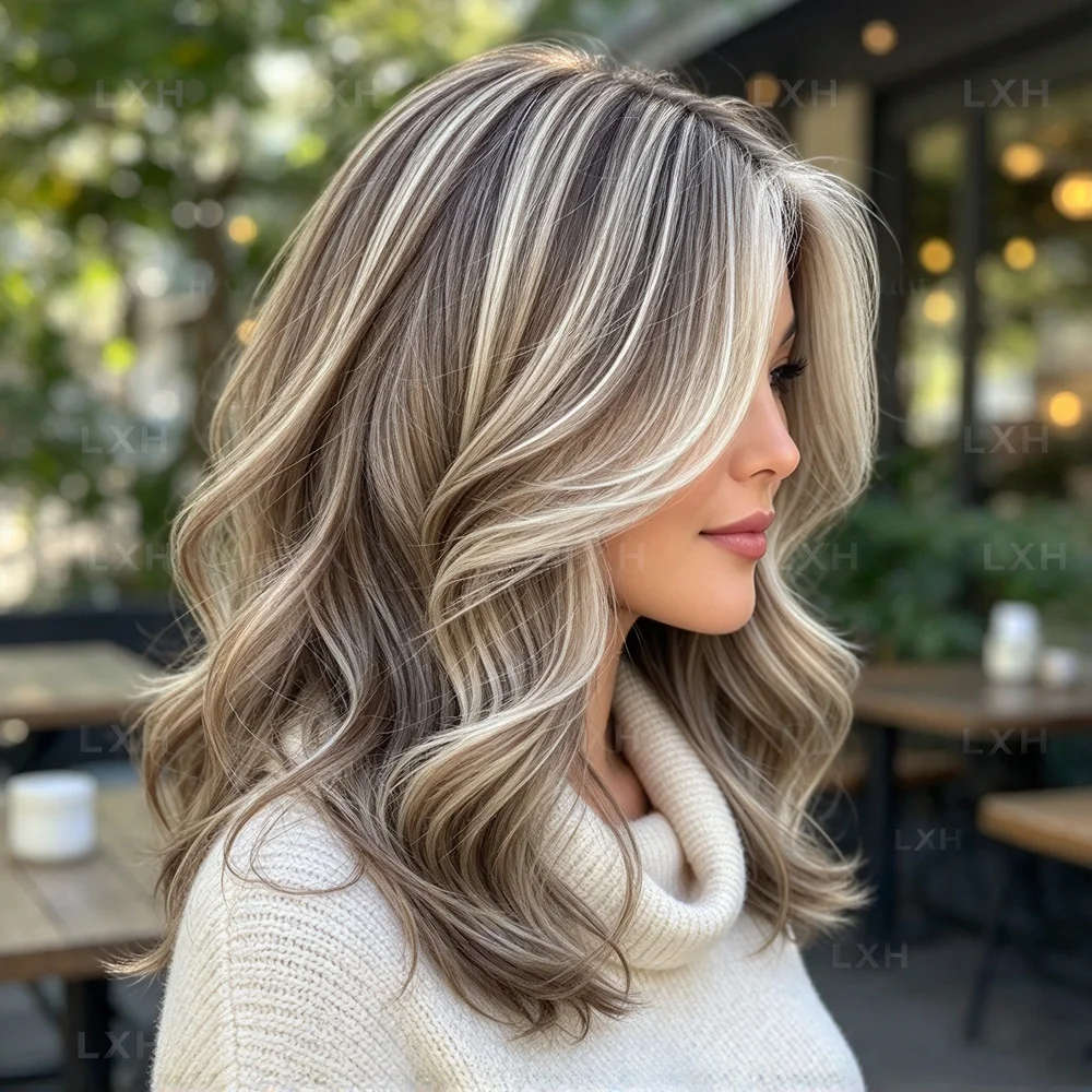 100% Real Soft Human Hair Waves Wig seamlessDyed Blonde Big Curly 150 Density 13x4 Lace Front Pre-Cut Fine Hair for Natural Look