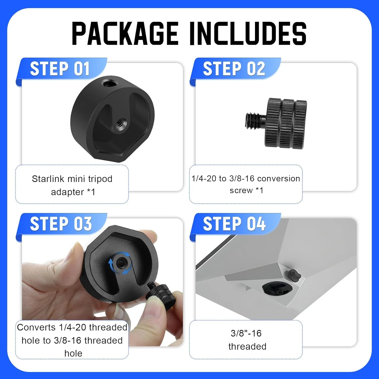 Адаптер для мини-штатива Starlink, крепление для штатива из алюминиевого сплава, адаптер для винтовой трубы 1/4, защита от ослабления для мини-аксессуаров Starlink