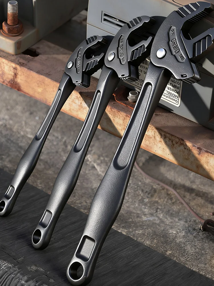Crab Claw Wrench Heavy Duty Quick Adjust Ratchet Self Locking Large Opening Auto Motorcycle Pipe Repair Tool