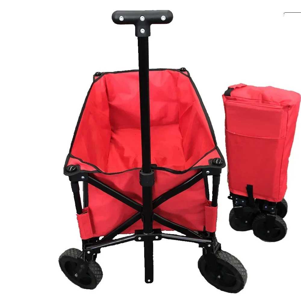 OEM Iron Steel Outdoor Picnic Cart Outdoor Picnic 4-wheeled Trolley Shopping Folding Cart For Camping And Beach