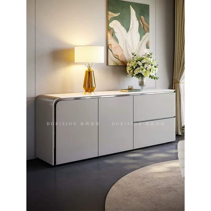 Italian Minimalist Dining Side Cabinet Living Room Entrance Storage Modern Wall Decorative Tea Cabinet Light Luxury Console