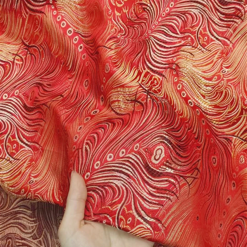 

Высокое качество красный хаотический хвост Феникса жаккардовый китайский стиль DIY материал ручной работы ткачество парчовая ткань на 118,11*29,52 дюйма