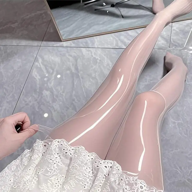 

﻿ Sexy 8D Smooth Glossy Socks Solid Color Leggings Large Size Sheer Tights Long Socks Oil Gloss Pantyhose Pantyhose Party