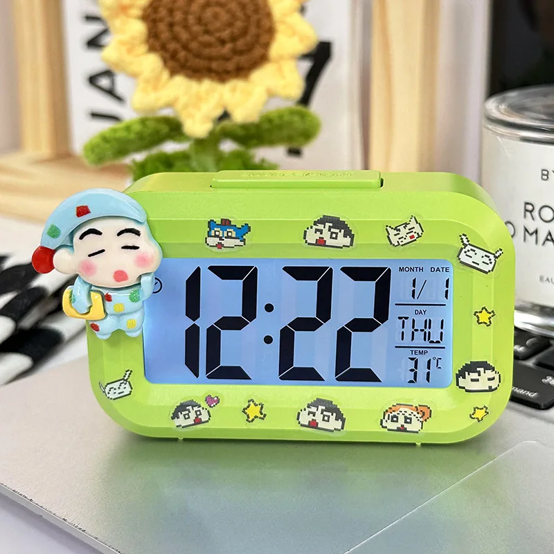 Crayon Shin-Chan Anime Cute Mini Alarm Clock Cartoon Student Bedroom Clocks Desktop Decoration Fashion Collection Birthday Gift