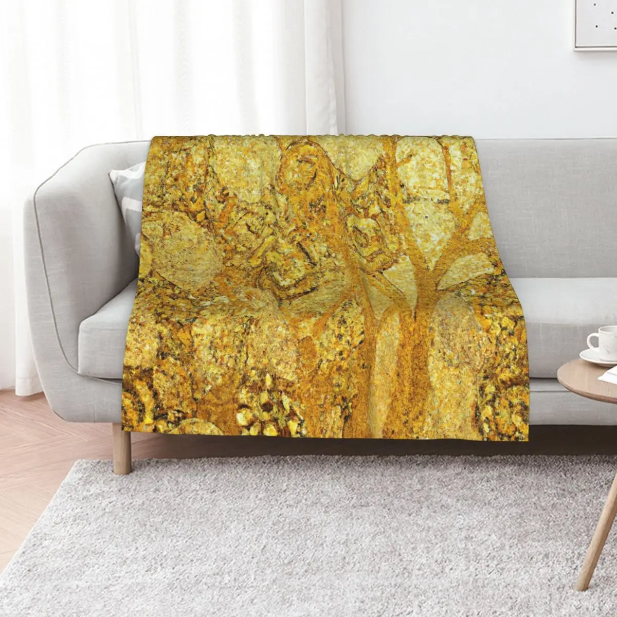 

Gustav Klimt Gold Floral Throw Blanket Hairys Vintage Travel Personalized Gift Blankets
