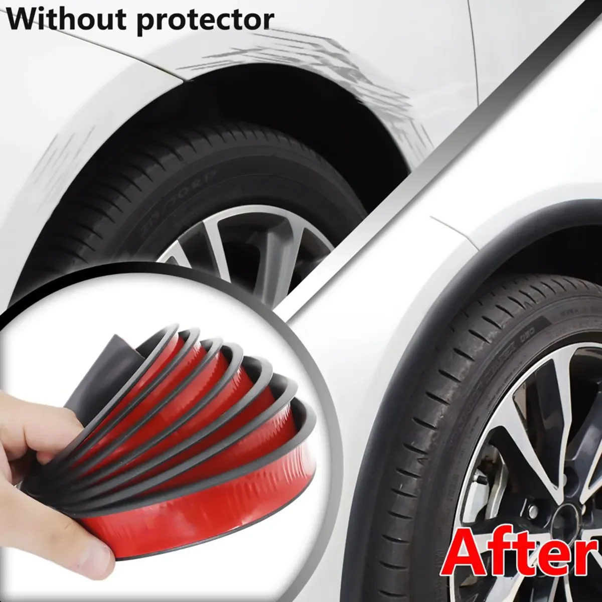 9.8FT Car Wheel Arch Trim Fender Flares Arches Wing Expander Eyebrow Anti-Collision Strip for Pickup SUV Fender Flare Edge Trim