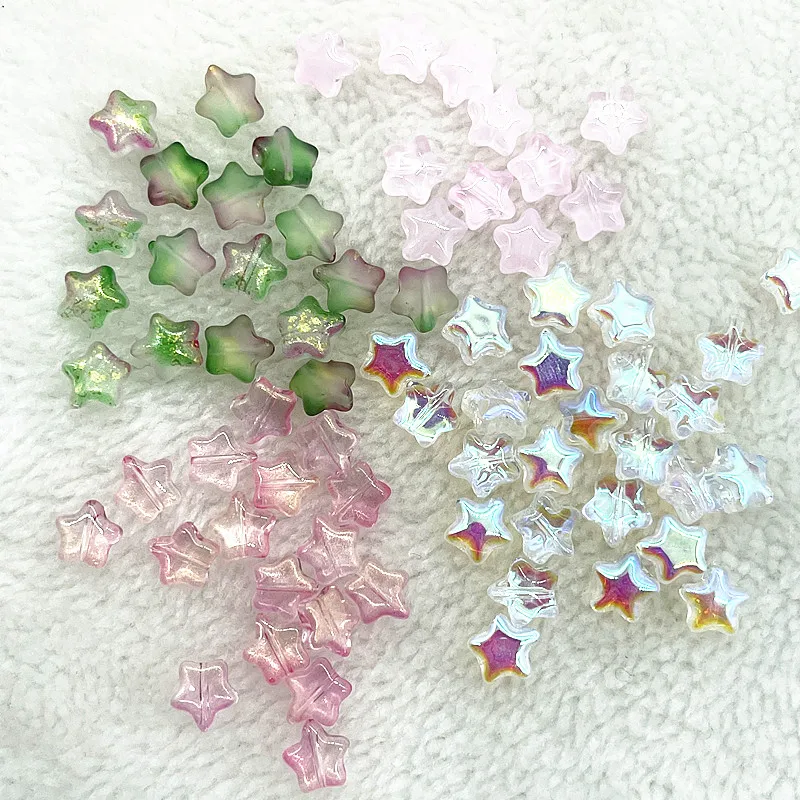 30pcs 8mm AB Color Five-pointed Star Beads Czech Glass Loose Spacer Beads  for Jewelry Making Hairpin Handmade DIY Accessories