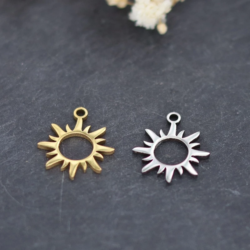 3 szt. Delikatny płomień słońce Charms Mini diy akcesoria Charms ze stali nierdzewnej do tworzenia biżuterii naszyjnik bransoletki wisiorek Supplie