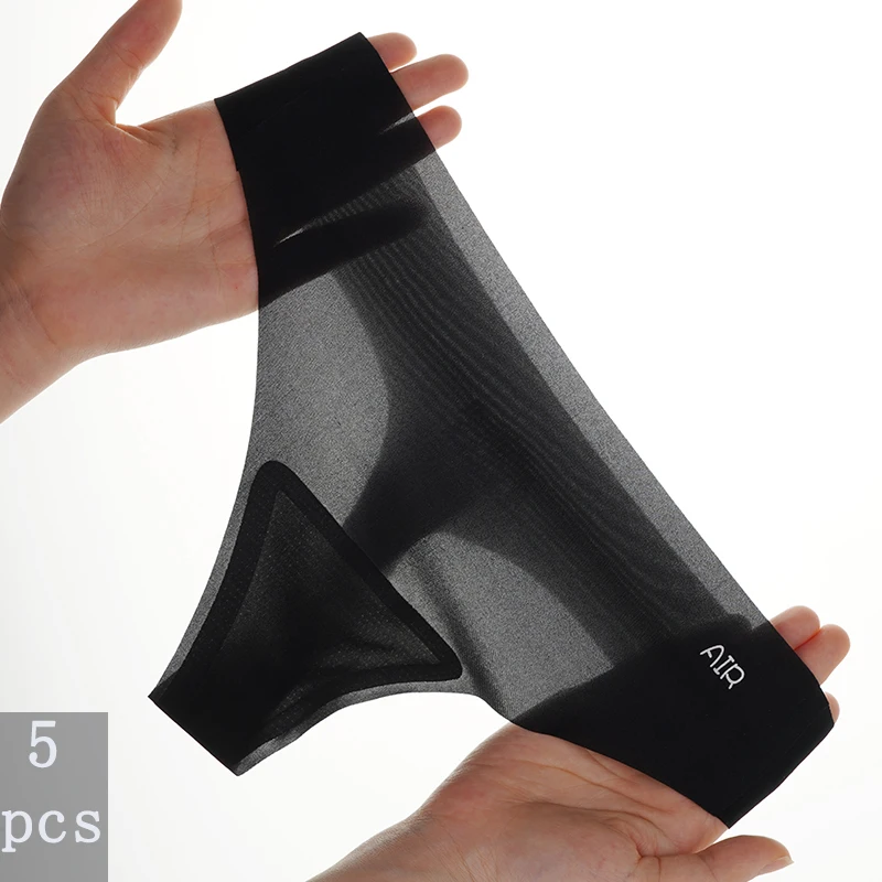 5Pcs/Lot Women's Summer Ultra-thin Transparent Thong Panties Sense Sexy Female Seamless Low-rise T-pants Quick Drying Underwear