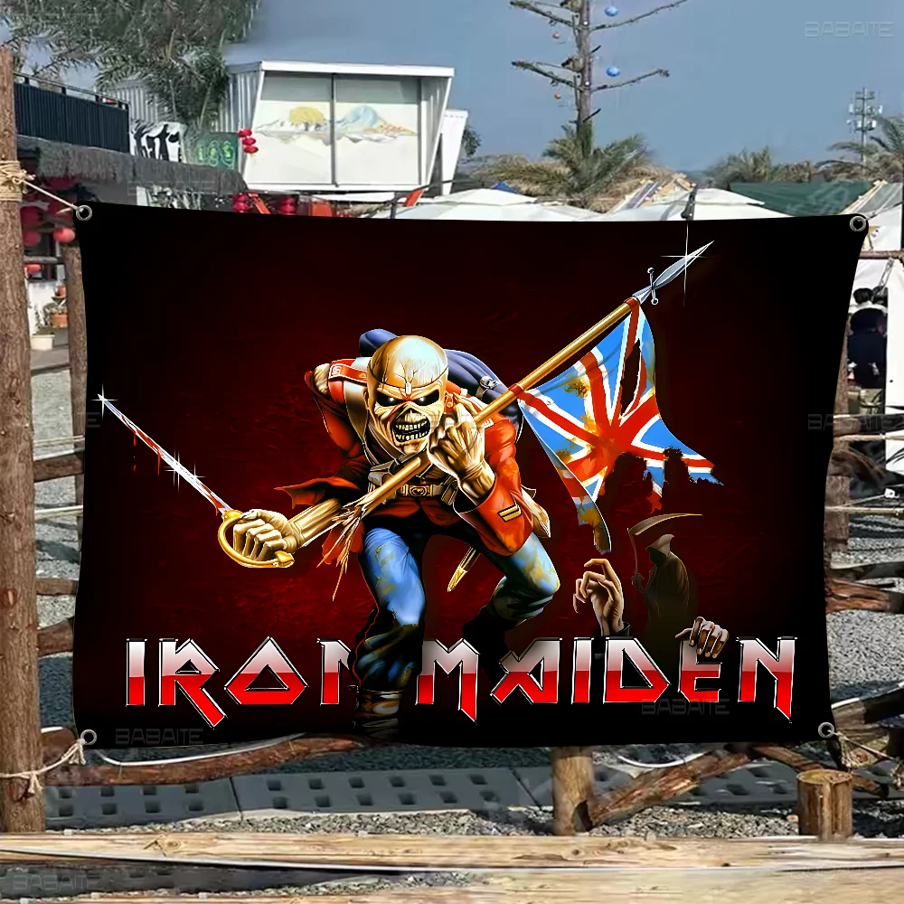 Band I-Iron M-Maiden Creative Pattern Hanging Flag Polyester Printed Banner Hand Pulled Flag