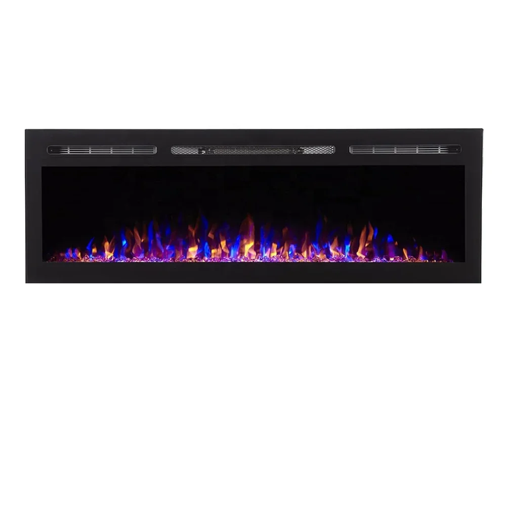 

For 60 Inch 1500W Traditional Decorative Flame Wall Mounted Insert Multicolor Crystal Electric Fireplace