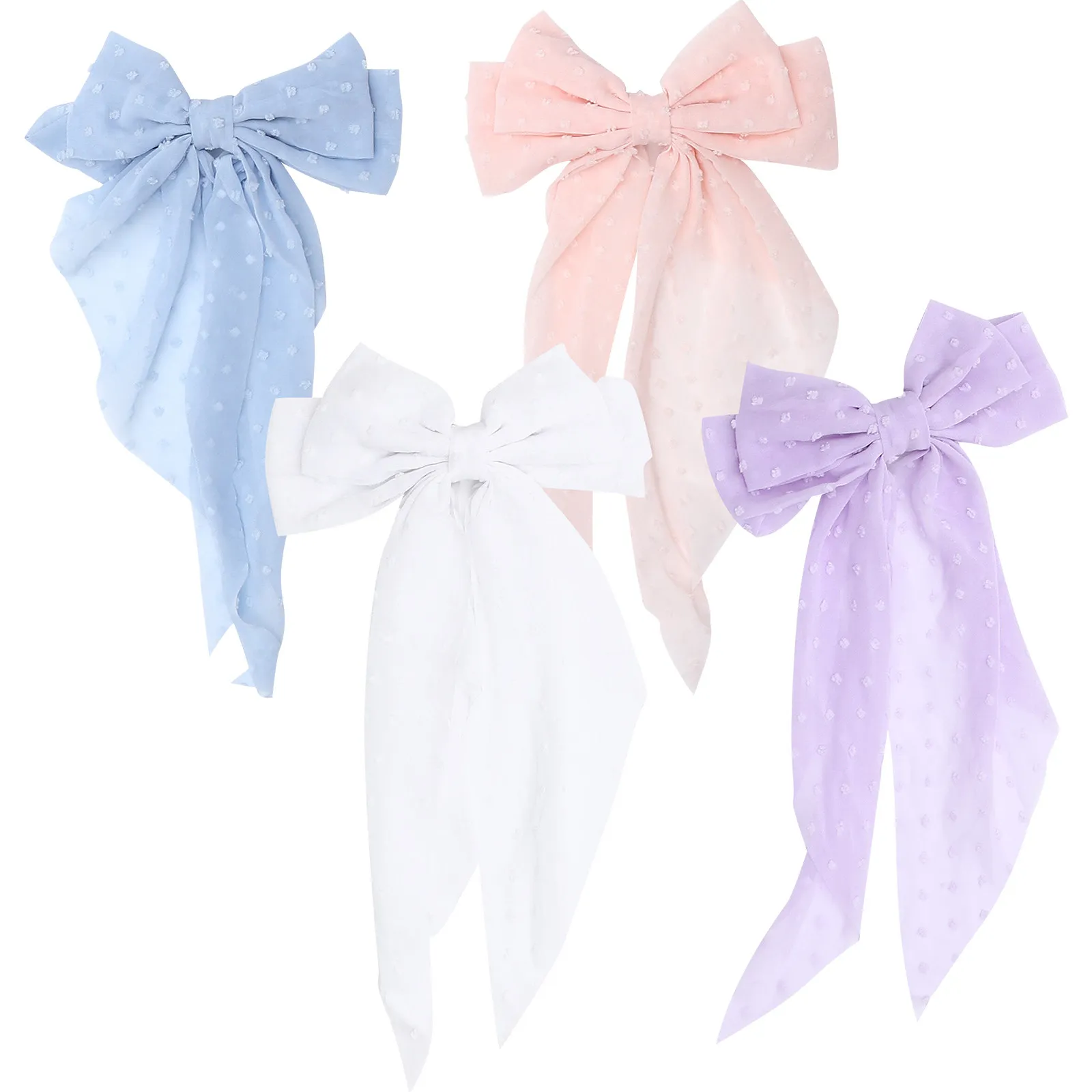 

Набор из 4 заколок-бабочек для волос: большие банты-ленты, весенние аксессуары для волос, украшения для головы для девочек и подростков на каждый день