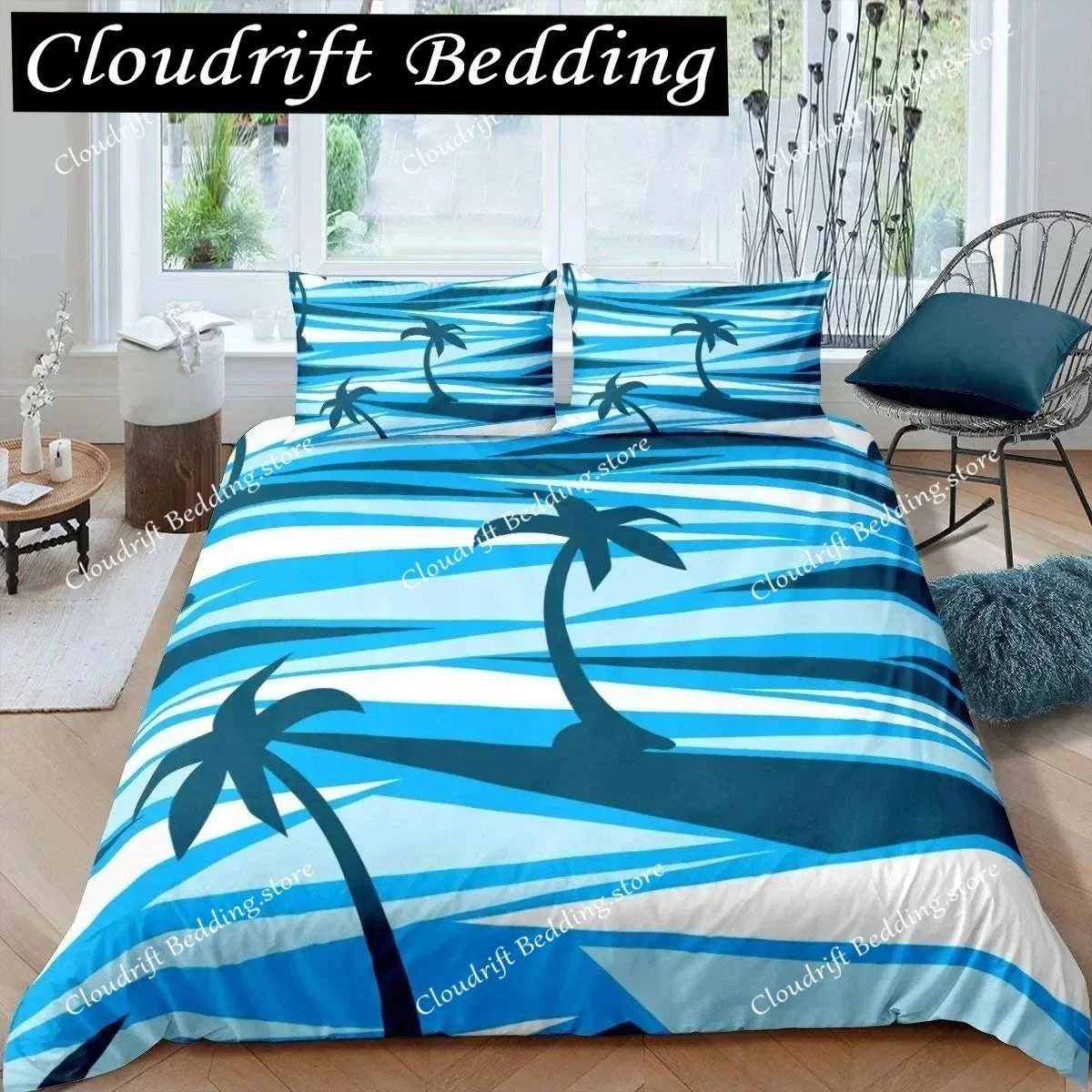 3d-coconut-palm-tree-king-queen-duvet-cover-nautical-bedding-set-watercolor-sailboat-hawaii-polyester-comforter-quilt-cover