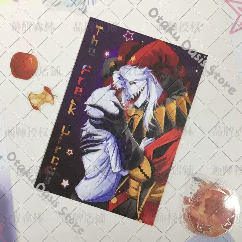 The Freak Circus Pierrot Double Flash Badge Cosplay Pins Hanging Drop Emblem Standing Sign Acrylic Epoxy Keychain Keyring