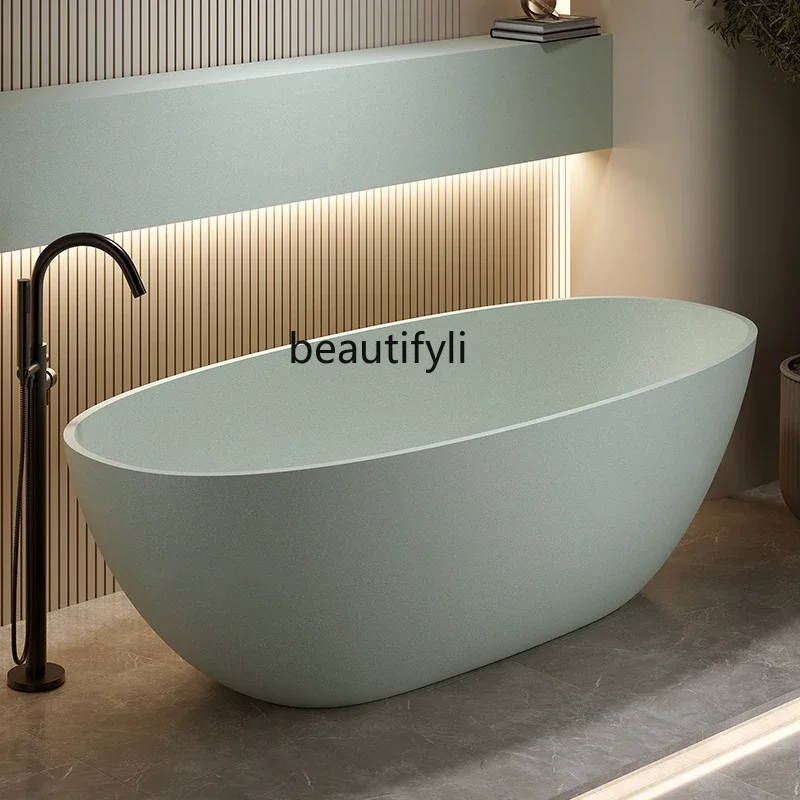 

53 PMMA polymer artificial stone bathtub household oval hotel bath freestanding bathtub