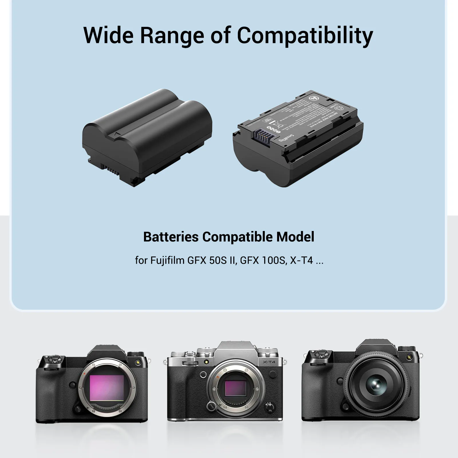 SmallRig NP-W235 Replacement Camera Batteries (2 Pack) and LCD Charger Set, Rechargeable Battery for Fujifilm GFX 50S II, X-T5