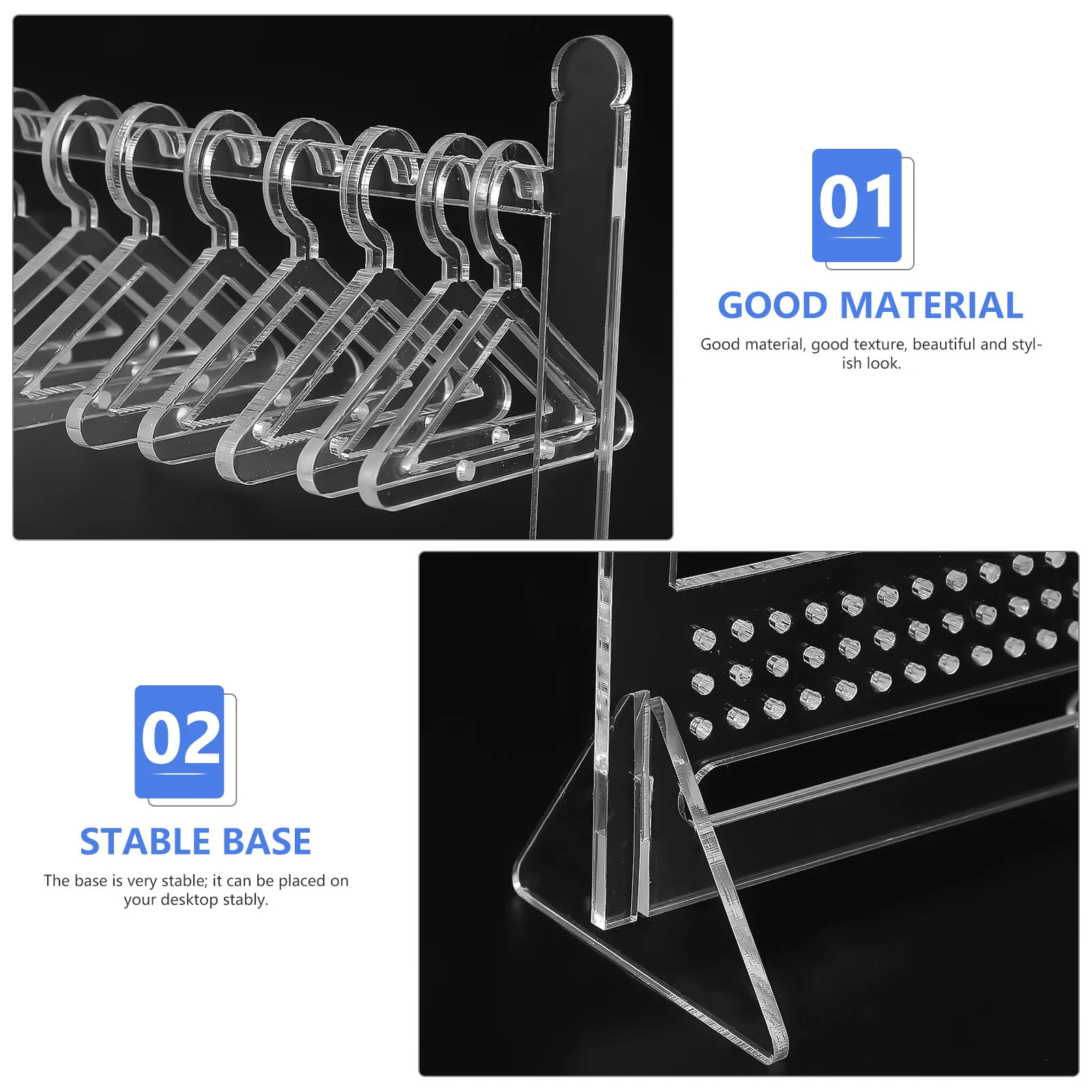 

1Set Acrylic Clothes Hanger Earring Holder Desktop Jewelry Display Stand Necklace Organizer Jewelry Rack Storage Organizer