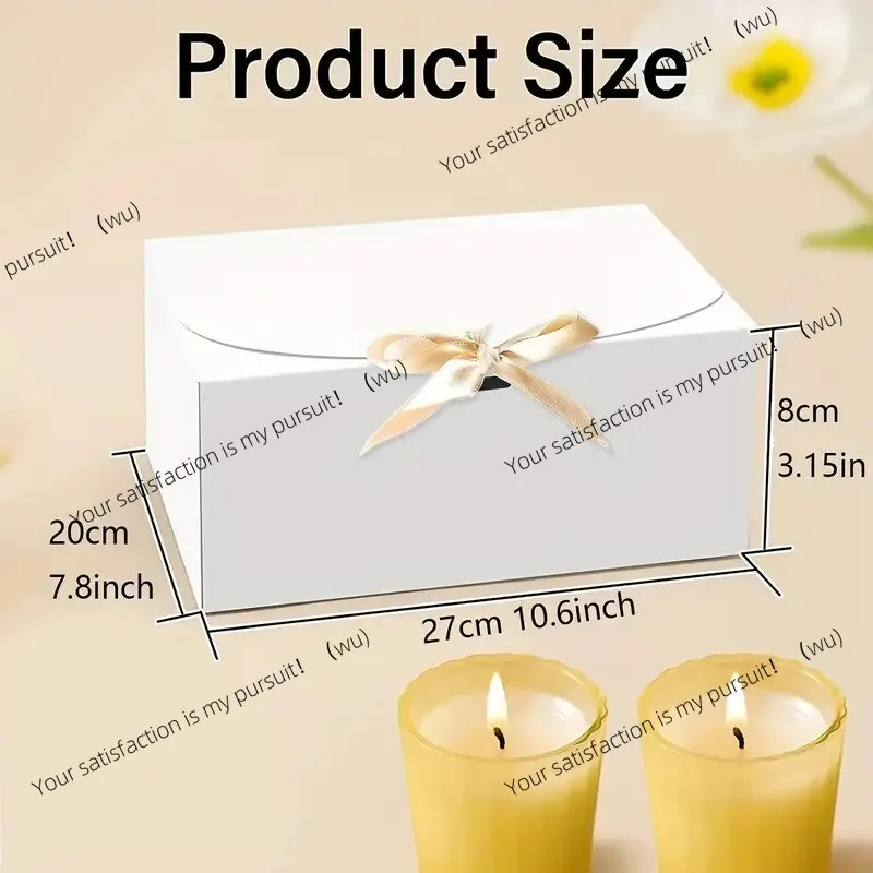 3pcs Large White All-In-One Gift Cardboard Box with Bow Ribbon Perfect for Party Weddings Birthday Holiday Candy Cookie Storage