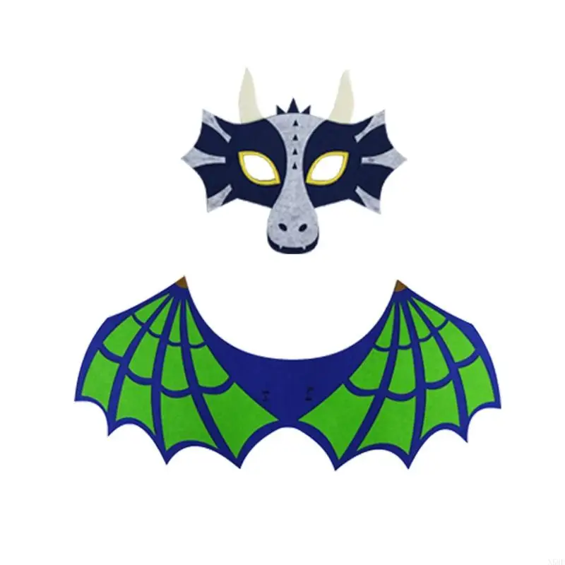 N58F Kid Dragon Mask Wing Cloak Trẻ Trang phục khủng long Bộ mặt nạ áo choàng khủng long
