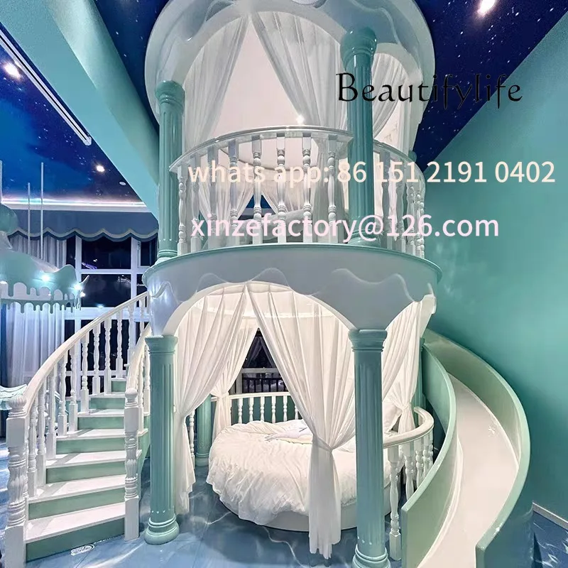 تخصيص سرير ذات طابقين الديكور السلامة الحديثة الشريحة القلعة سرير الأميرة روضة كاما Infantil Furn